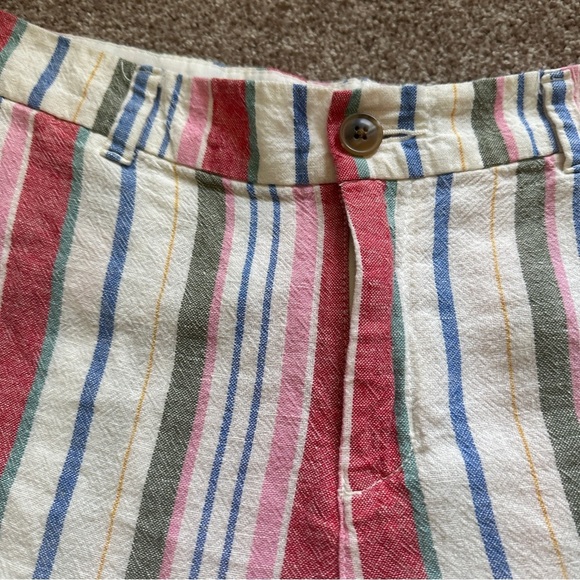 Old Navy Mid Rise Everyday Linen Blend Multicolor Stripes Women's Size 14 Summer - Picture 5 of 16